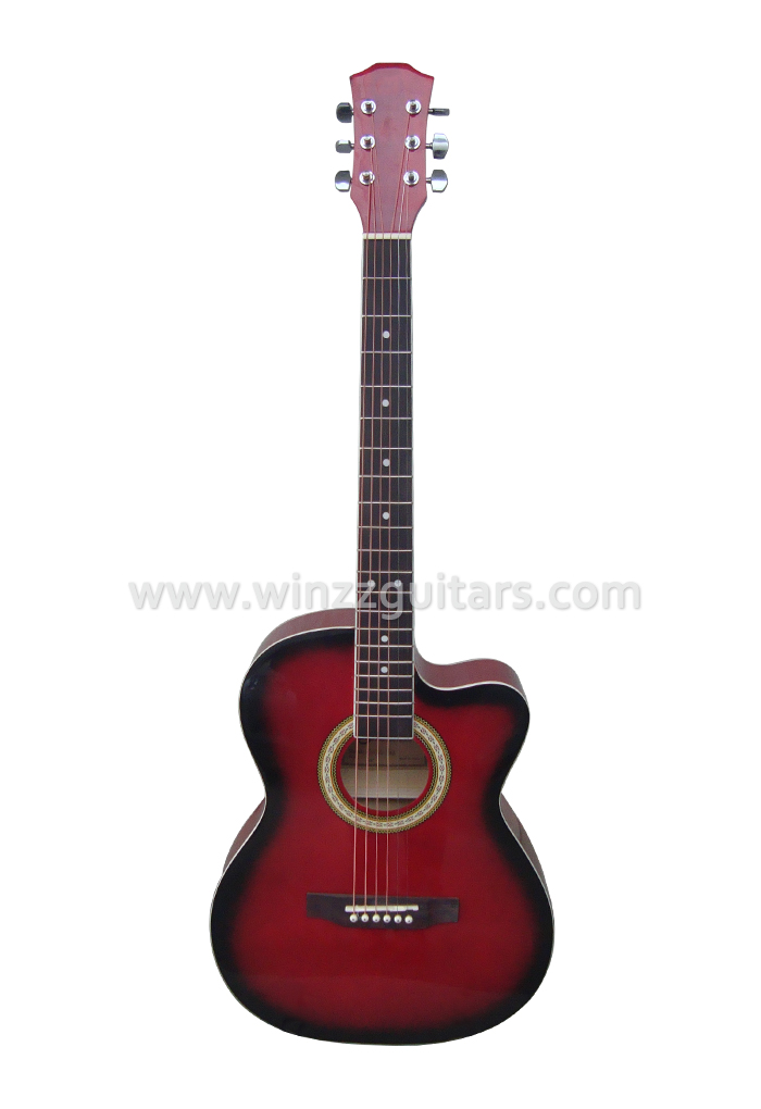 38 "Cutaway Linden plywood Guitarra acústica colorida (AF227CA-38)