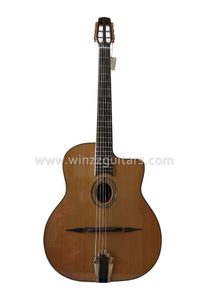 Guitarra de jazz gitana con tapa de cedro macizo con orificio en D o orificio ovalado (AGJ60)
