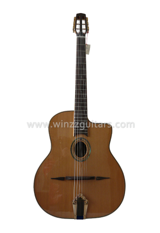 Guitarra de jazz gitana con tapa de cedro macizo con orificio en D o orificio ovalado (AGJ60)
