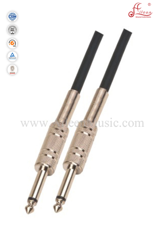 Cables de instrumento de cable de guitarra de PVC negro conector de níquel (AL-G024)
