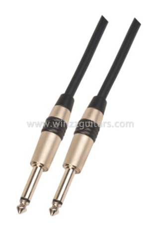 Cables de instrumento de cable de guitarra espiral de PVC de 6 mm negro (AL-G019)