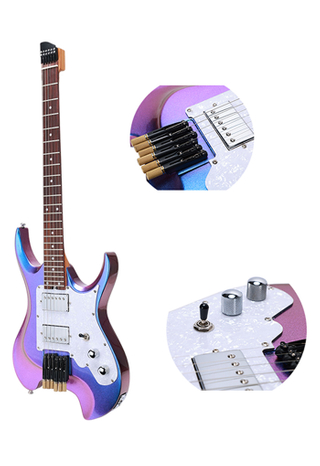 Guitarra eléctrica sin cabeza con efecto camaleón Cuerpo sólido de okoume (HGE700)